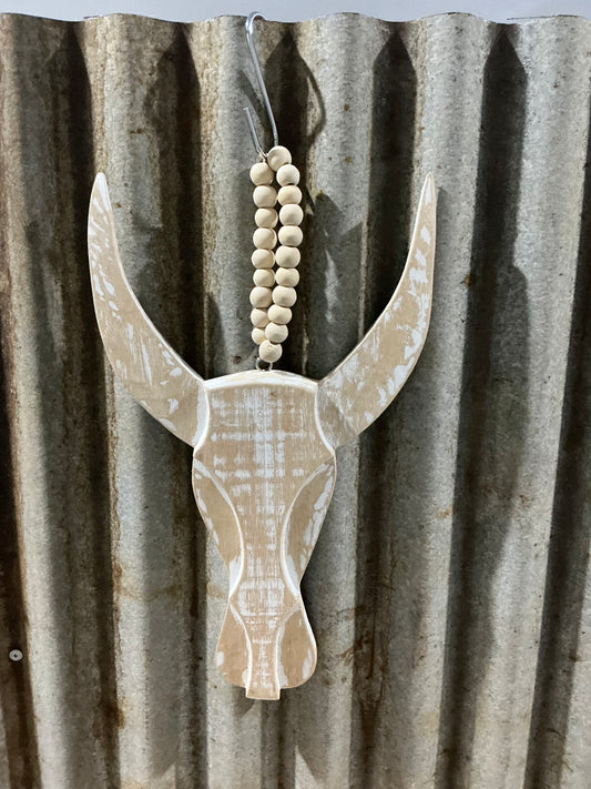 Wooden Bull Head On Beads