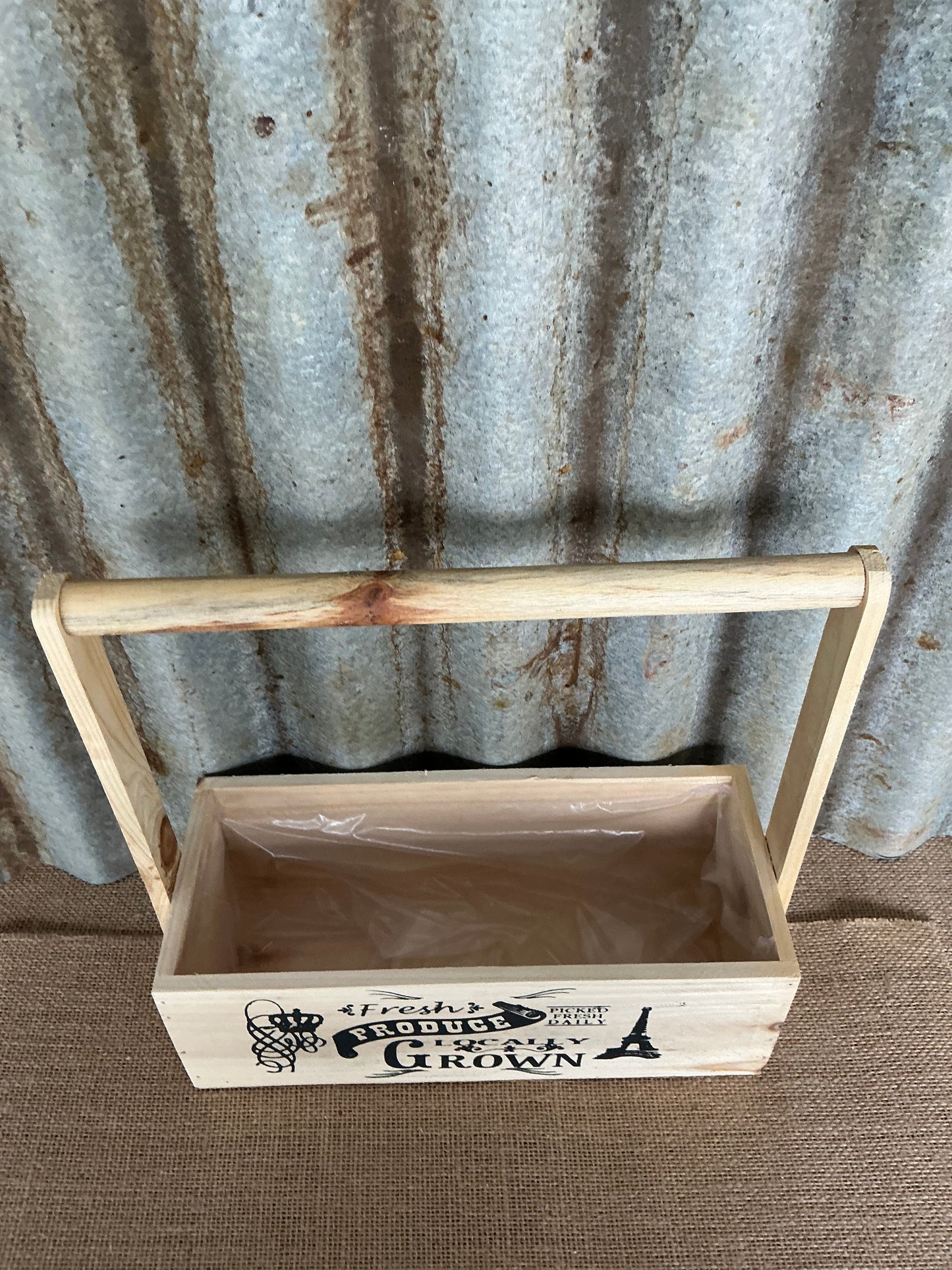 Wooden Carry Tote Fresh Produce Natural