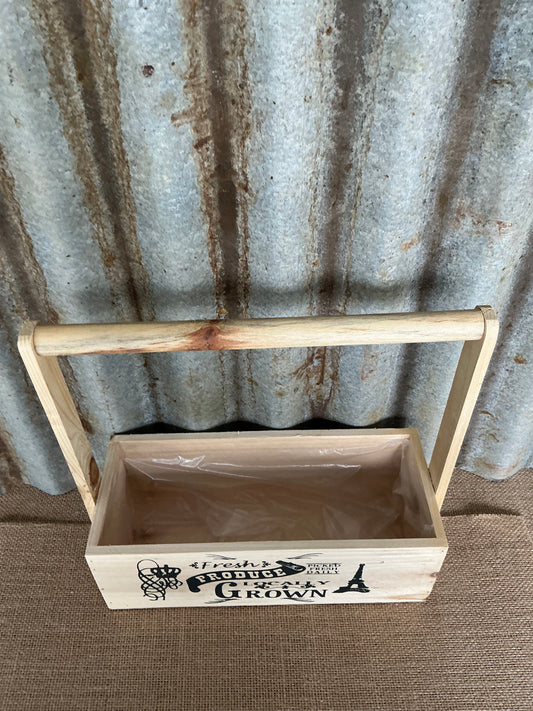 Wooden Carry Tote Fresh Produce Natural