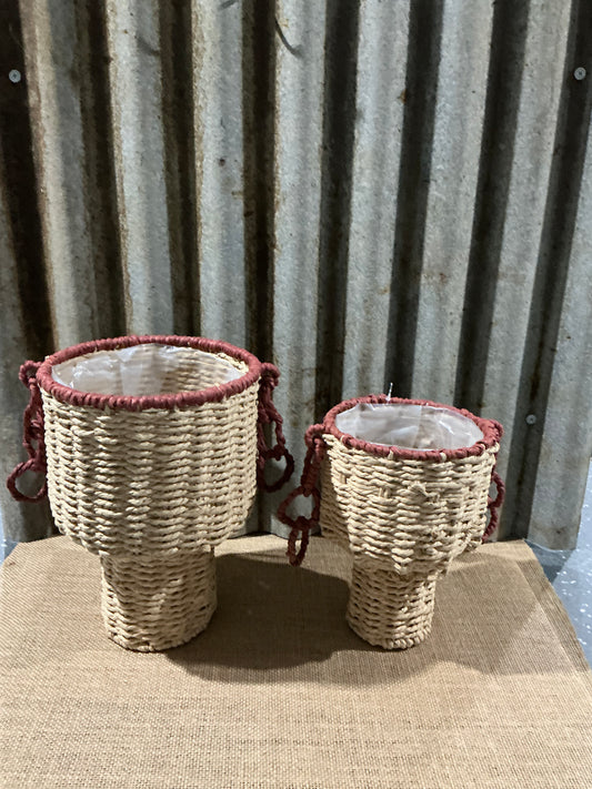 Natural/Red Indoor Planter Baskets