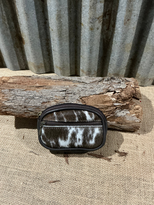 Cowhide Zippered Card Case