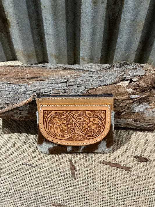 Tooling Leather Cowhide Zip Purse