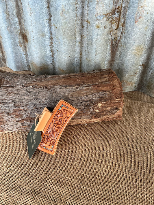 Tooled Leather Hair Clip