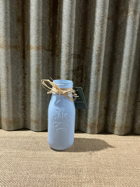 Glass Milk Bottle Glossy Blue