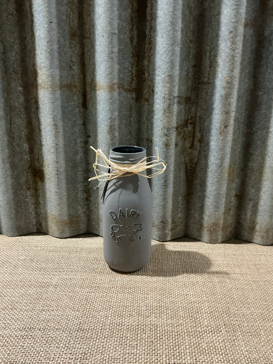 Glass Milk Bottle Grey