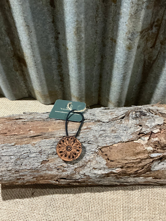 Tooling Leather Round Hair Tie