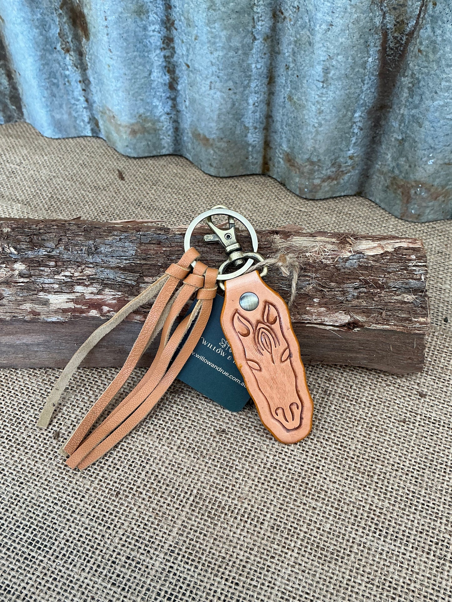 Tooled Leather Horse Keyring