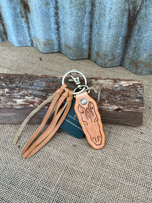 Tooled Leather Horse Keyring