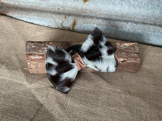 Cowhide and Leather Bow Hair Tie