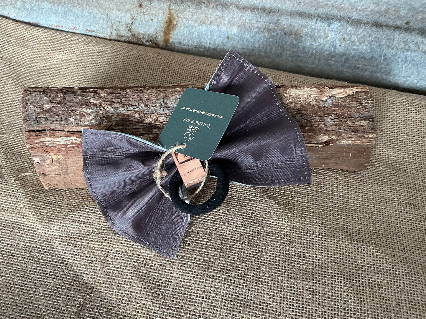Cowhide and Leather Bow Hair Tie