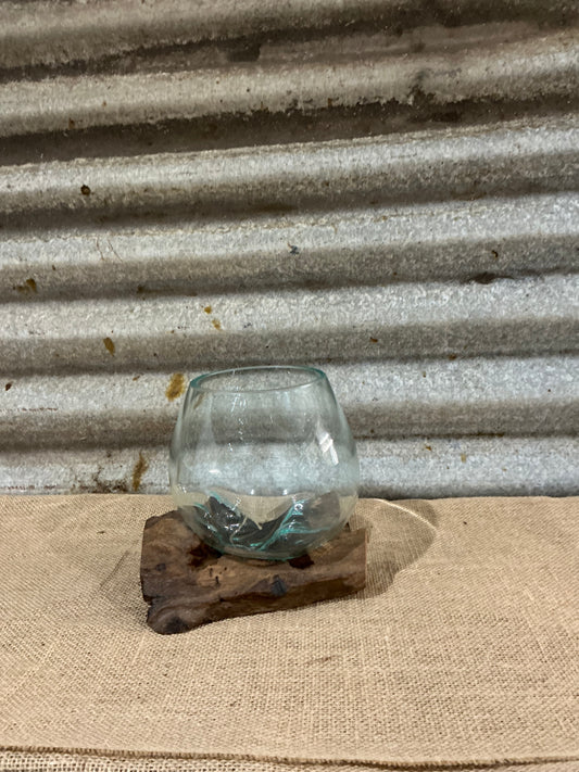 Blown Glass Bowl on Driftwood