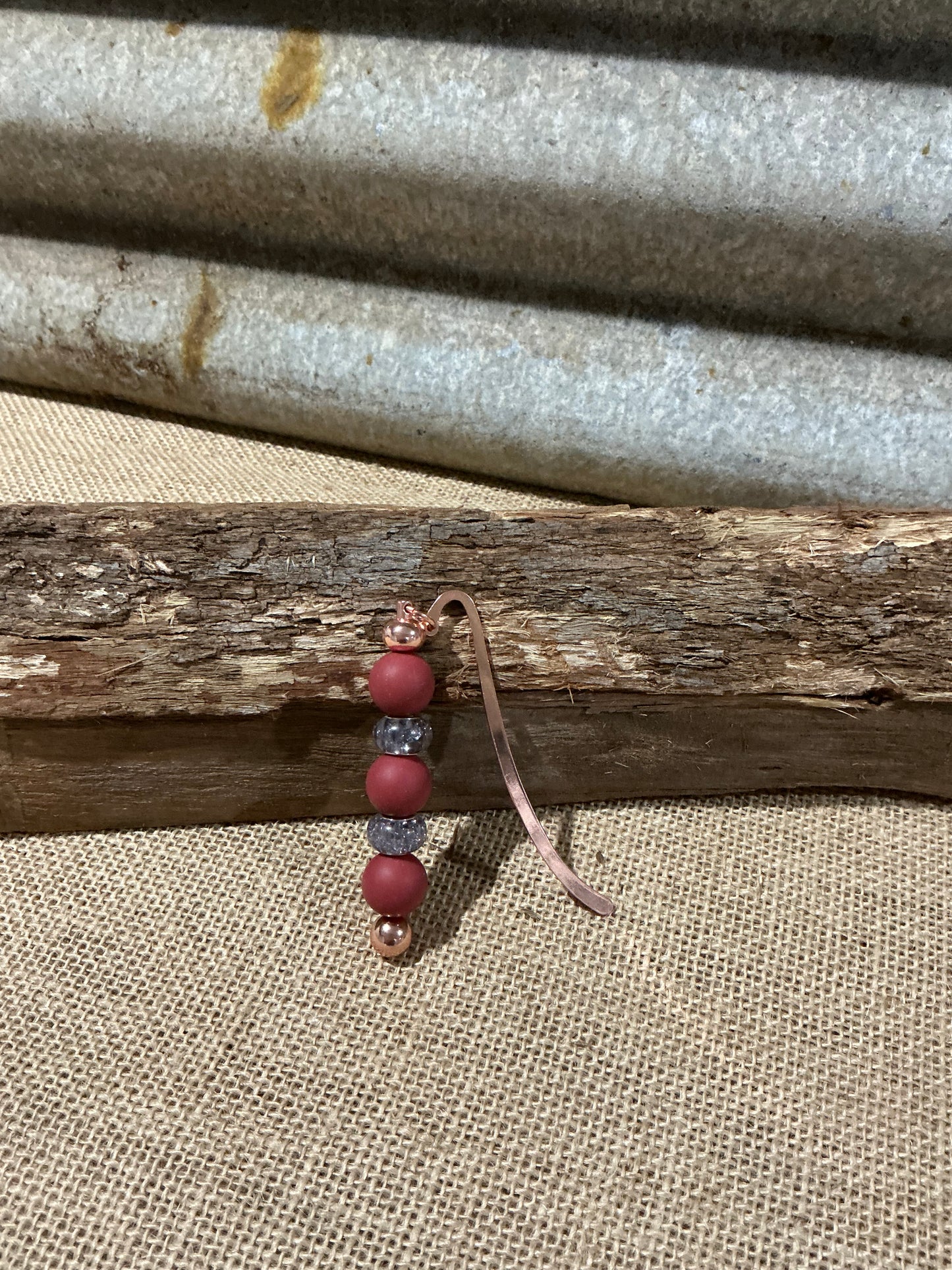 Berry & Faceted Beaded Bookmark with Rose Gold Detail