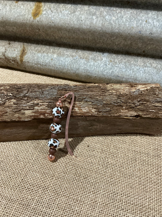 Leopard Print Beaded Bookmark with Rose Gold Detail