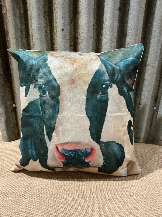 Canvas Style Country Cow Cushion Cream background