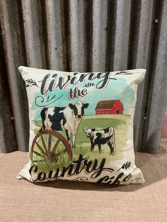 Living the Country Life Canvas Style Pillow