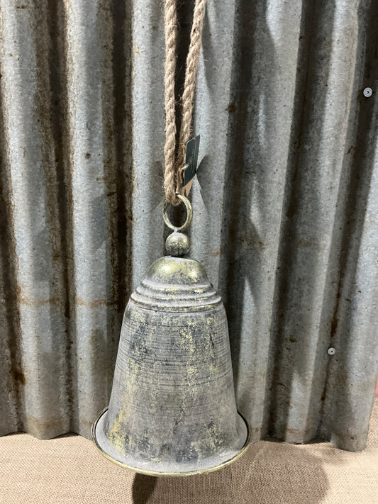 Antique Finish Large Hanging Bell with Rope