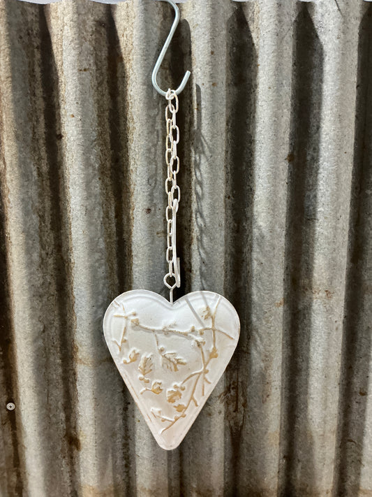 Metal Hanging Heart White