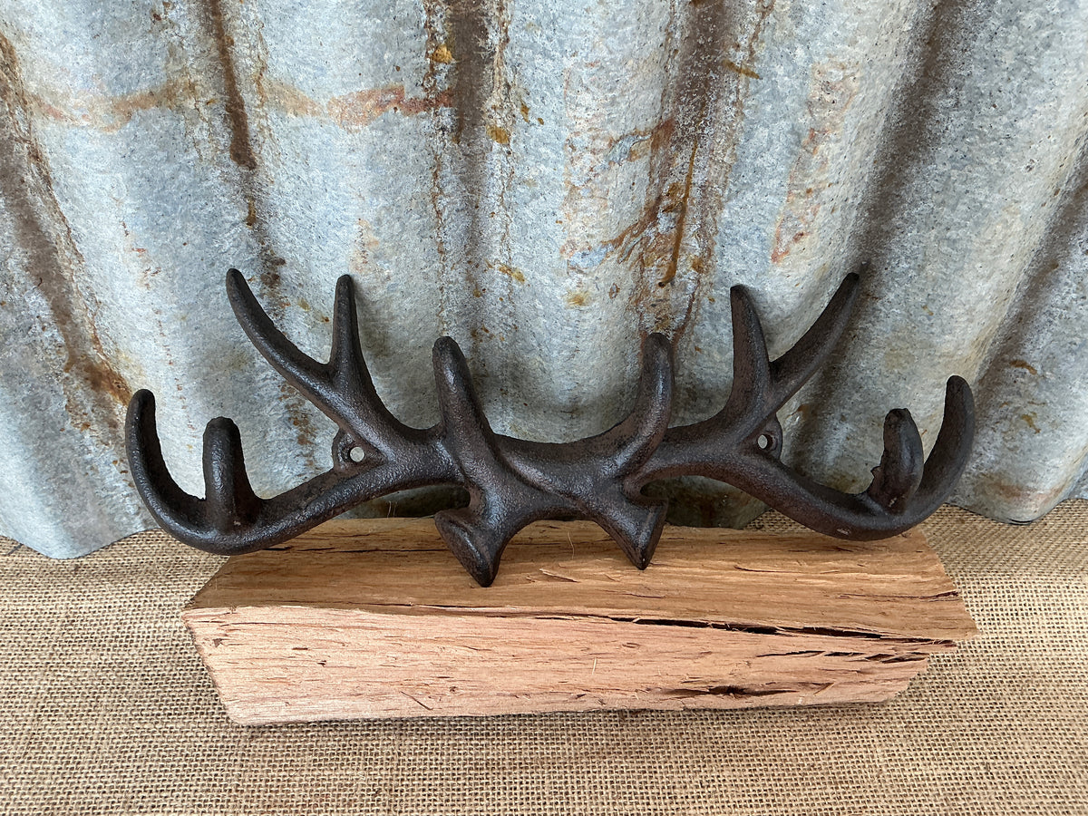 Rustic Cast Iron Deer Antler Wall Mounted Key Holder