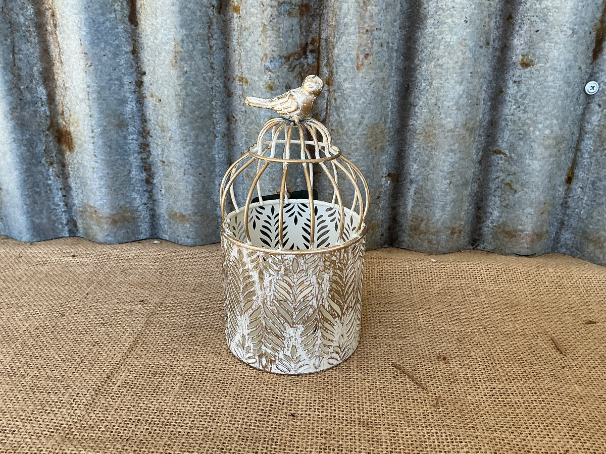 Golden Birdcage Tea Candle Holder