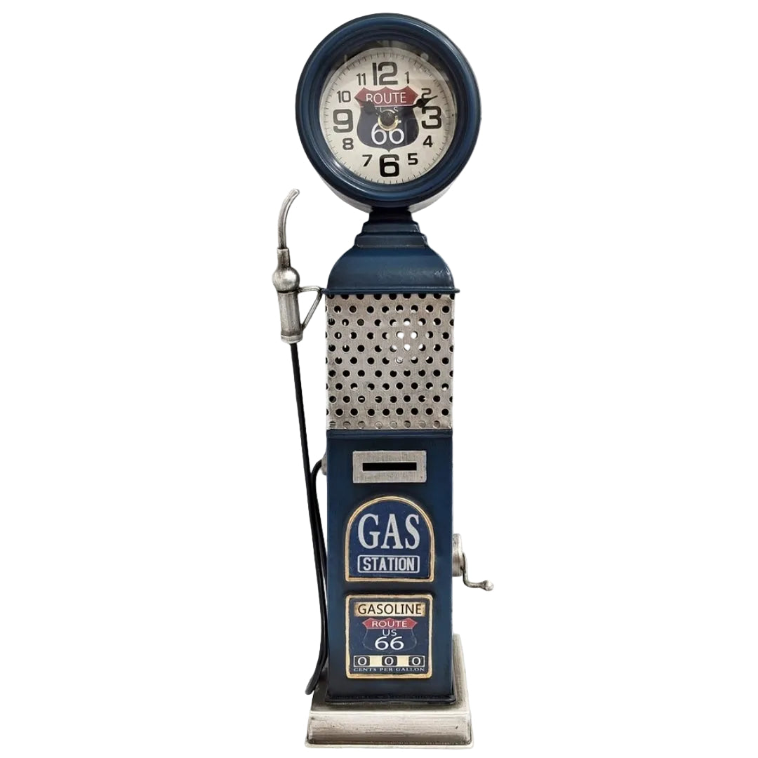 Blue Route 66 Gas Station Bowser Clock
