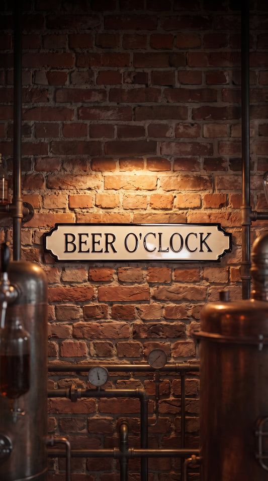 Beer O'clock Enamel Tin Sign