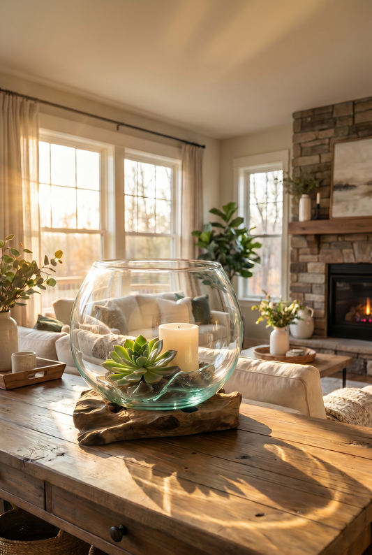 Blown Glass Bowl on Driftwood