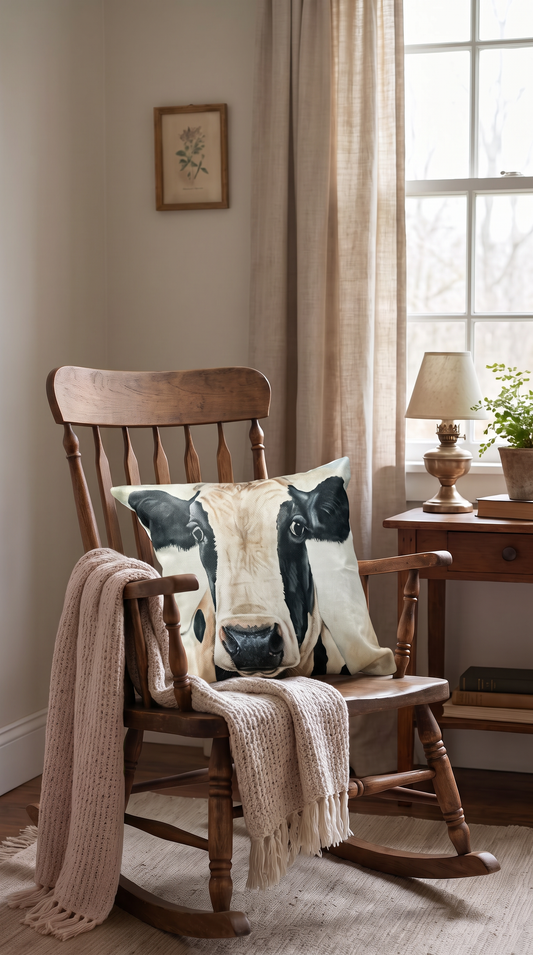 Canvas Style Country Cow Cushion neutral Background