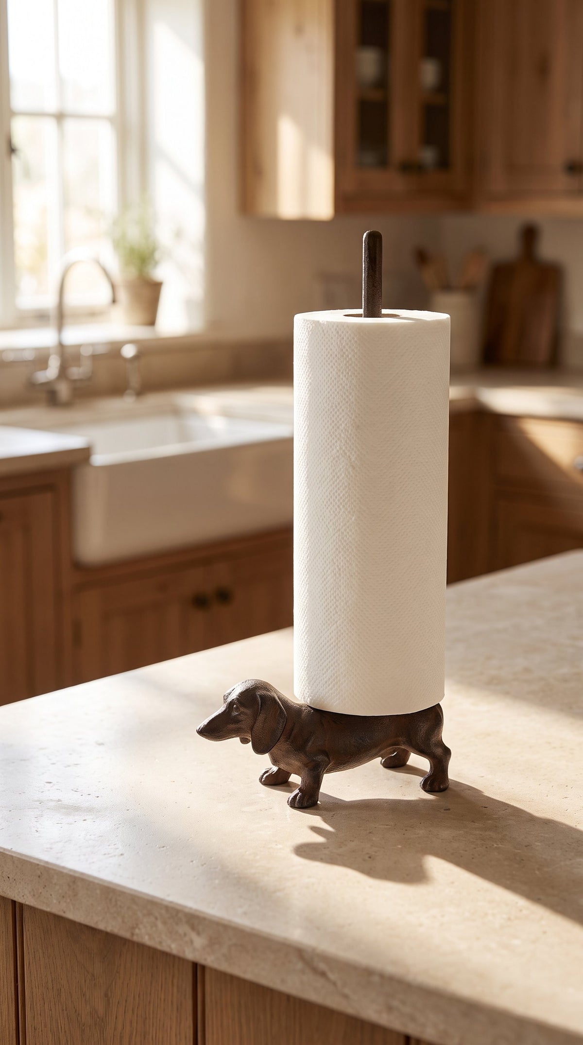 Cast Iron Dachshund Paper Towel Holder