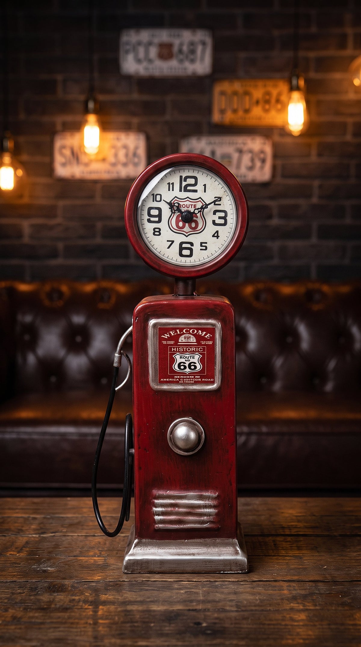 Red Historic Route 66 Bowser Clock