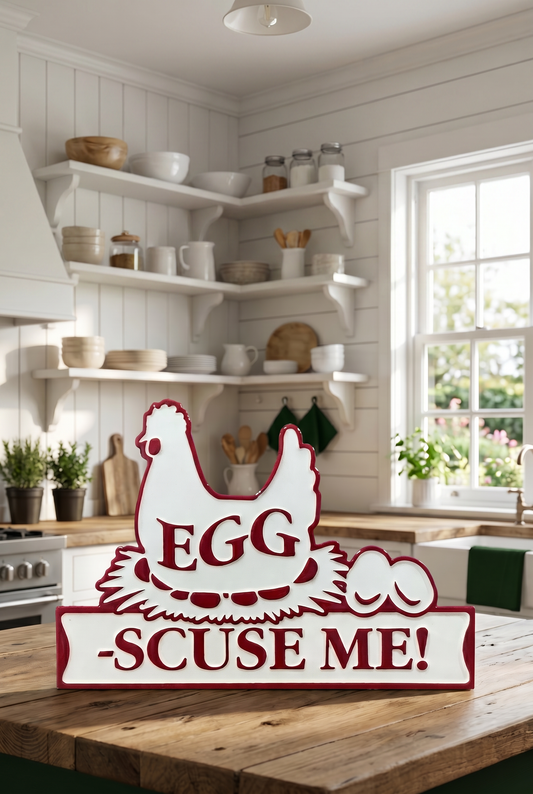 Egg Scuse Me Tin Sign