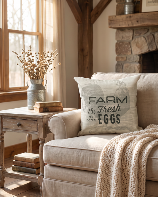 Farm fresh Eggs Canvas Style Country Pillow
