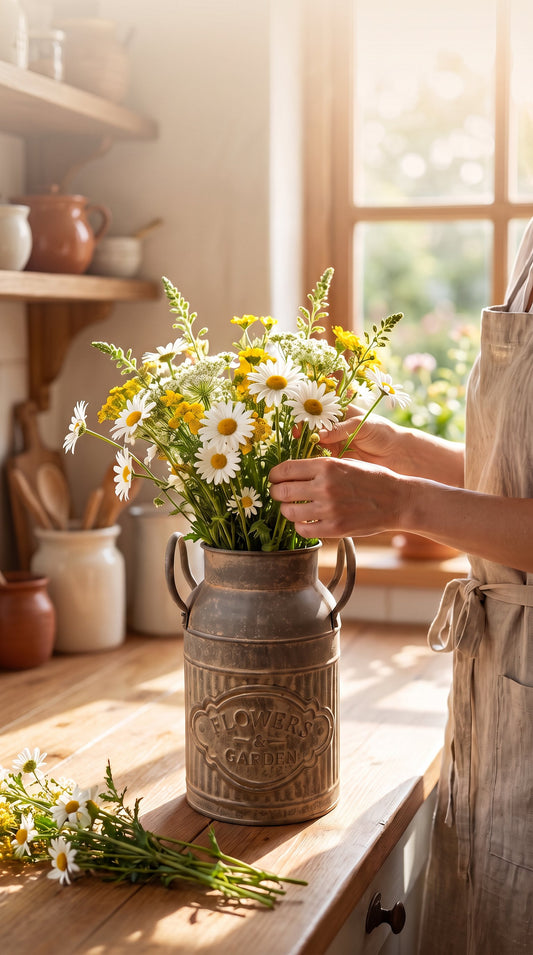 Small Farmhouse Metal Bucket