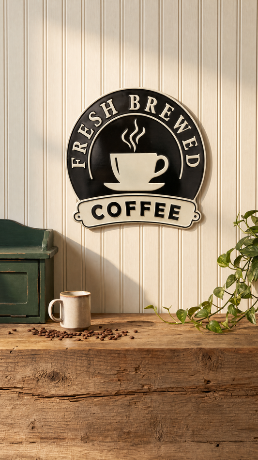 Fresh Brewed Coffee Tin Sign