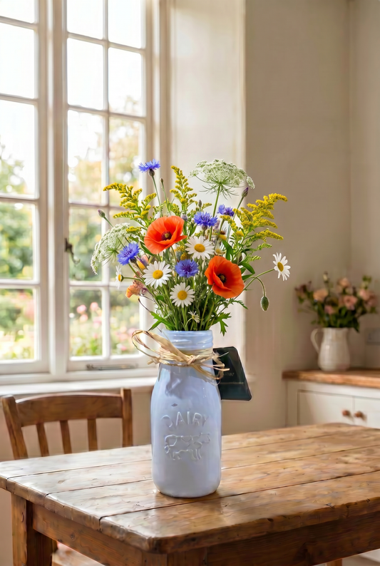Glass Milk Bottle Glossy Blue