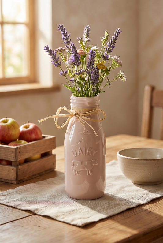 Glass Milk Bottle Glossy Nude