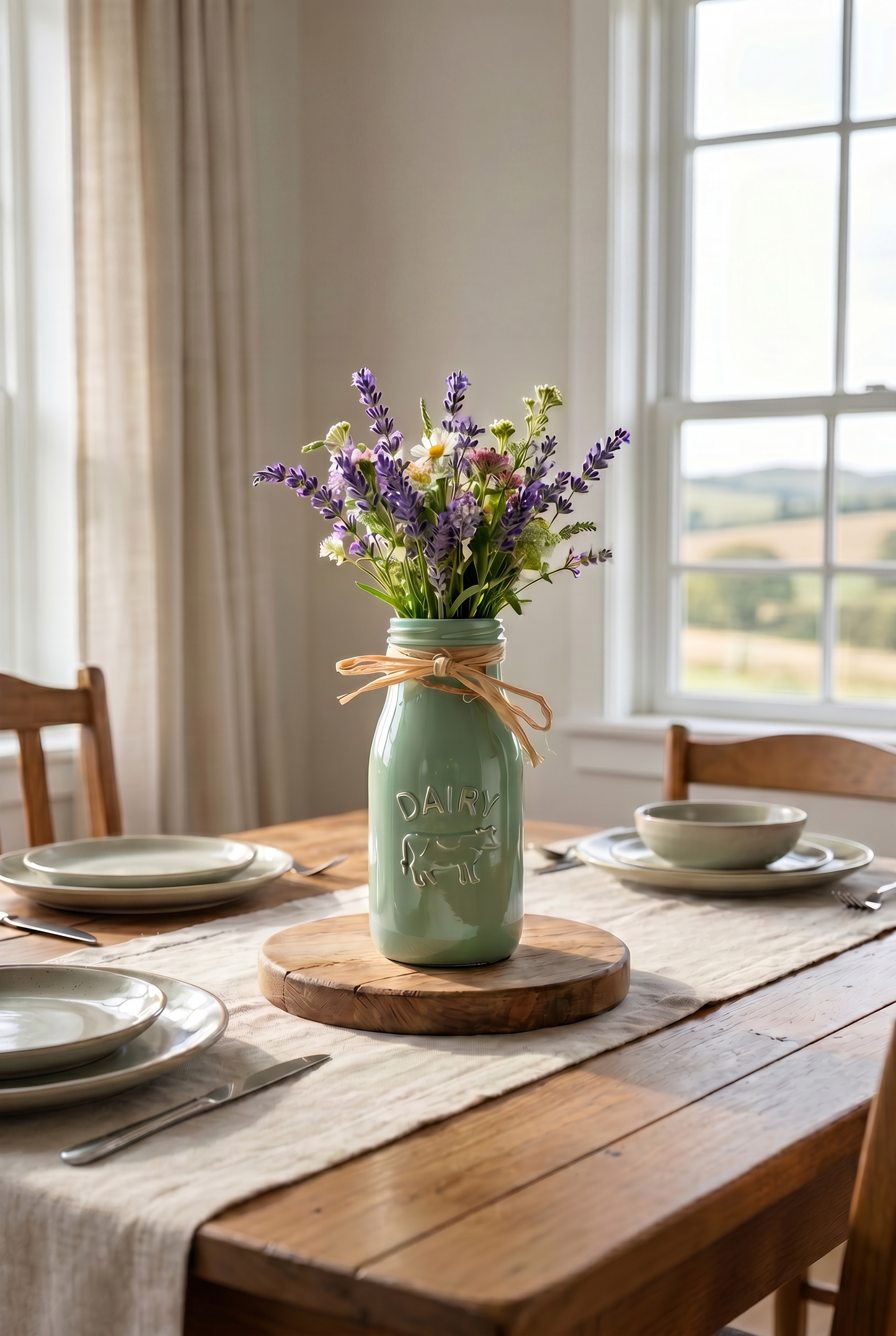 Glass Milk Bottle Glossy Sage