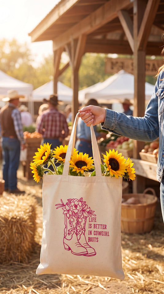 Life is Better in Cowgirl Boots Tote Bag
