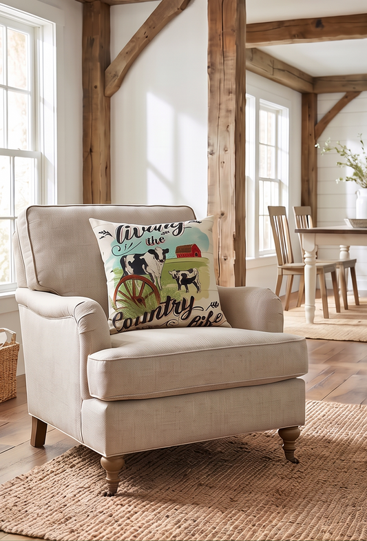 Living the Country Life Canvas Style Pillow