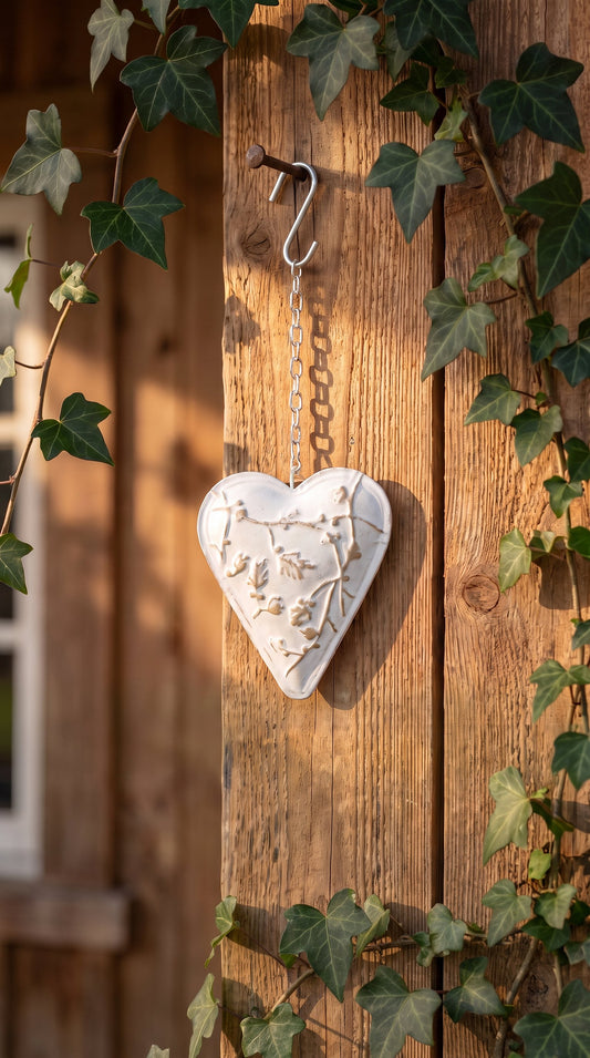 Metal Hanging Heart White