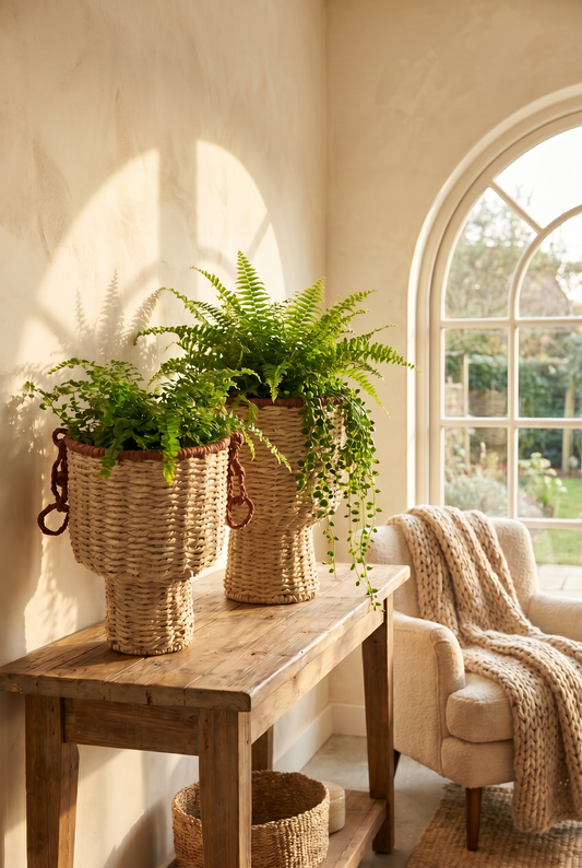 Natural/Red Indoor Planter Baskets