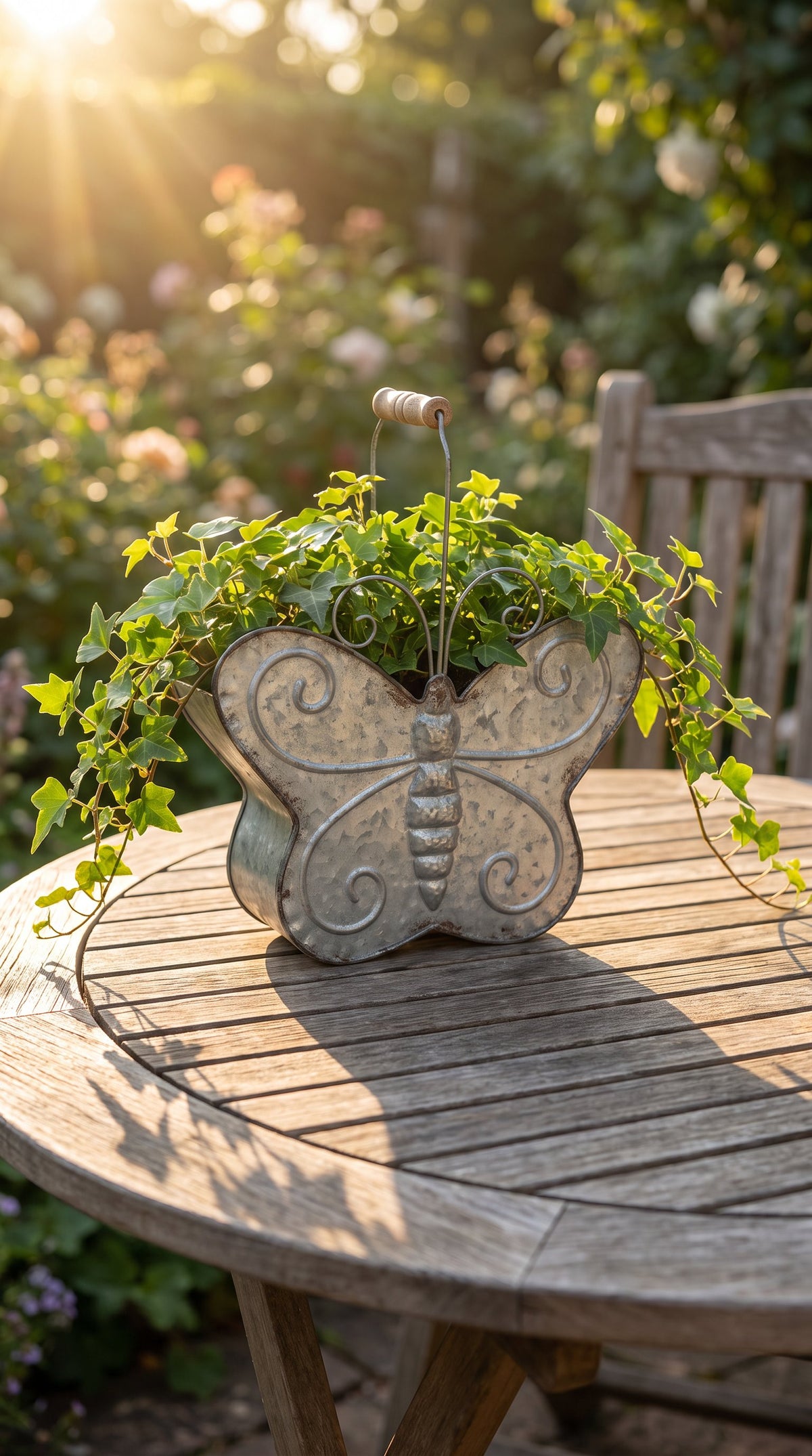 Small Nested Distressed Finish Butterfly Planter