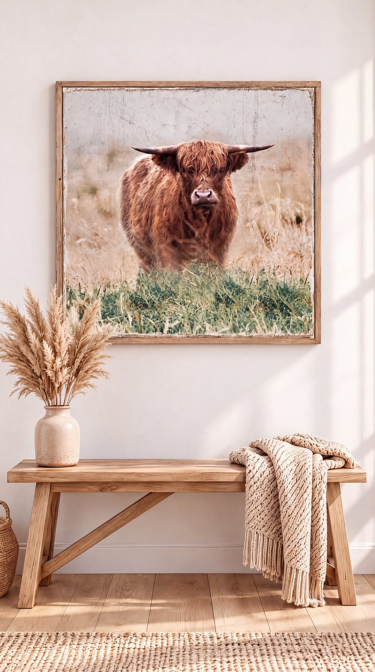 Standing Highland Cow Framed Canvas
