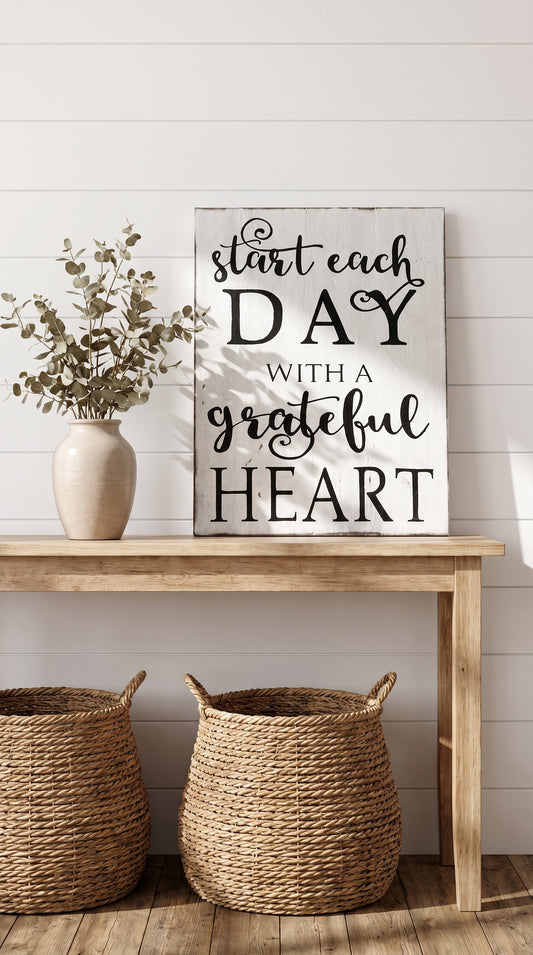 Start The Day Wooden Sign