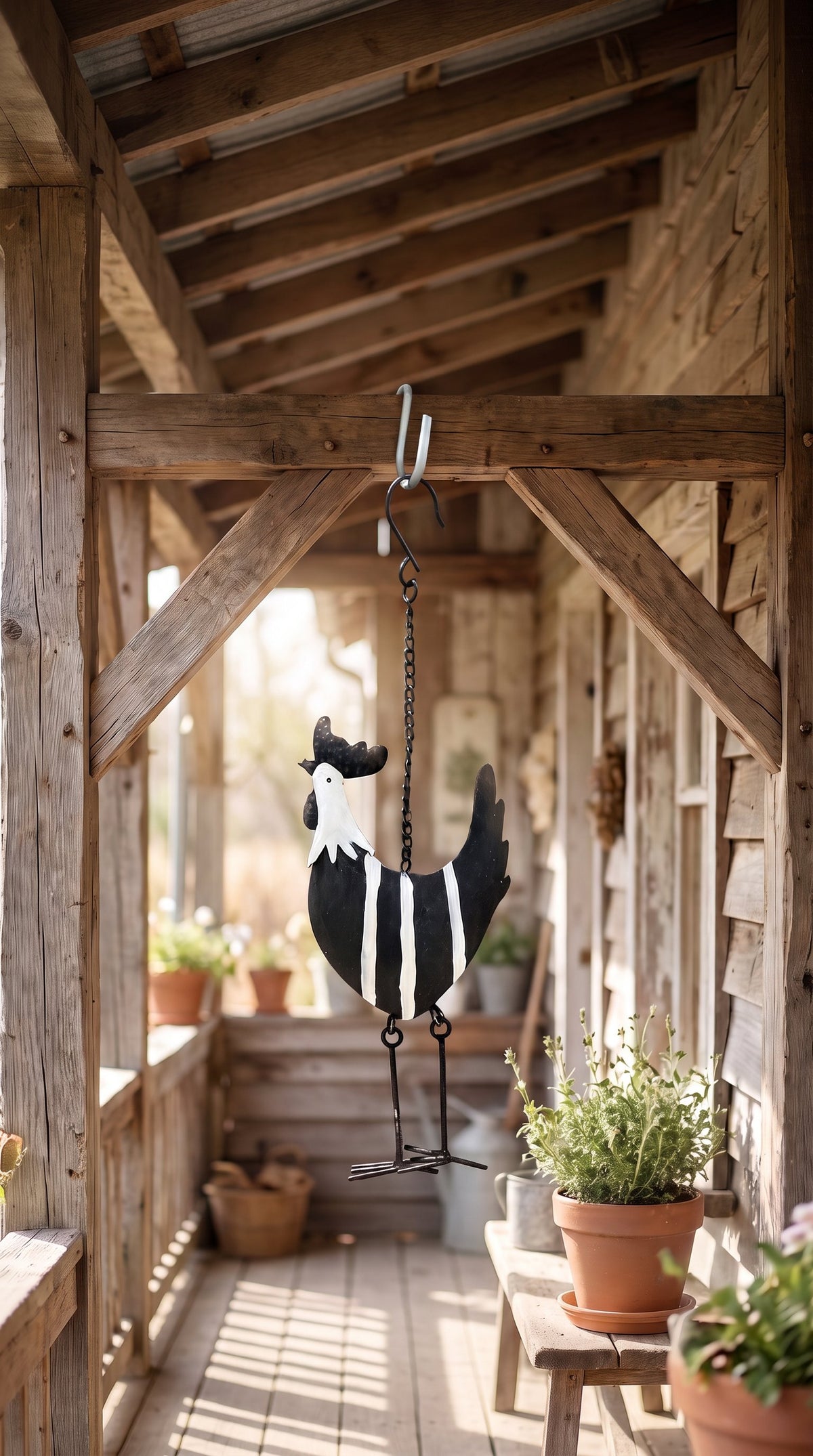 Hanging Black & White Chook