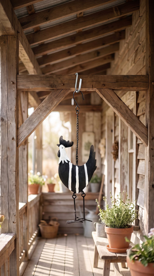 Hanging Black & White Chook