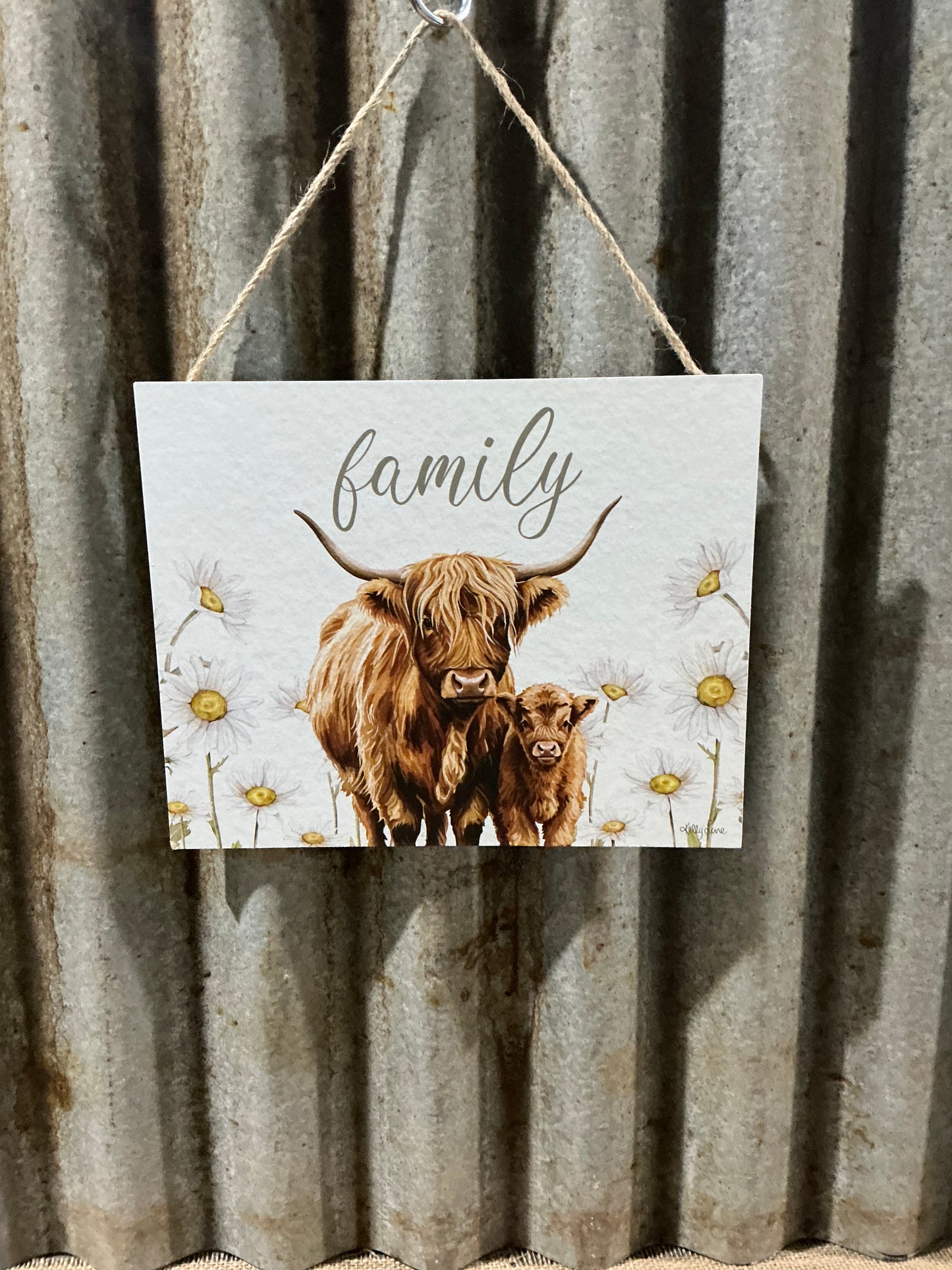 Highland Cow Hanging  Plaque Family