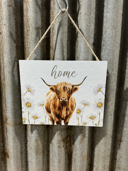 Highland Cow Hanging Plaque Home