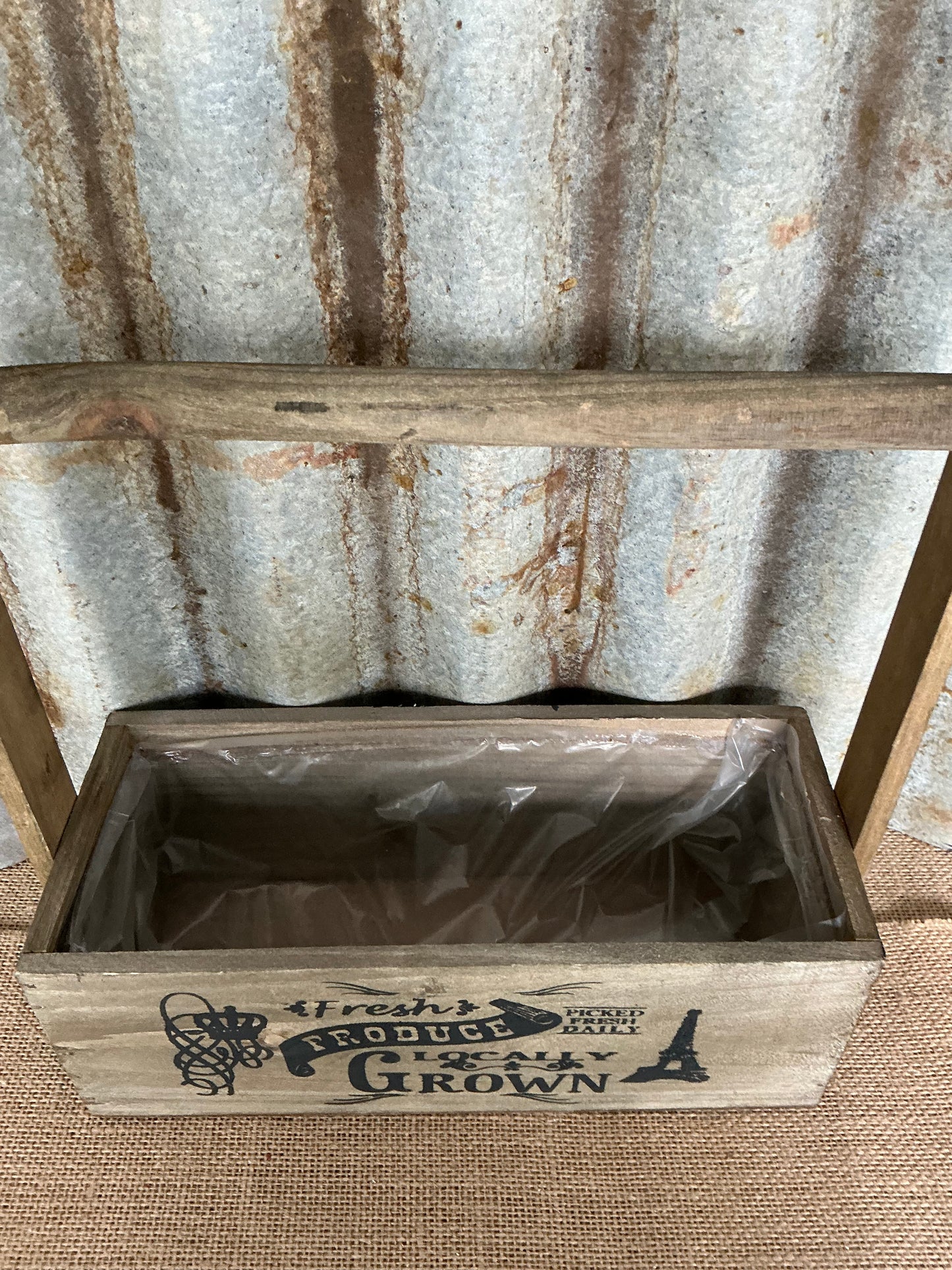Wooden Carry Tote Fresh Produce Brown