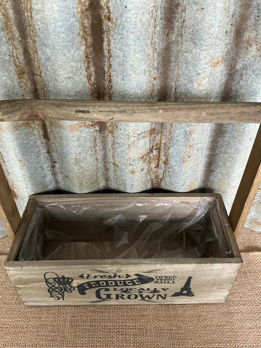 Wooden Carry Tote Fresh Produce Brown