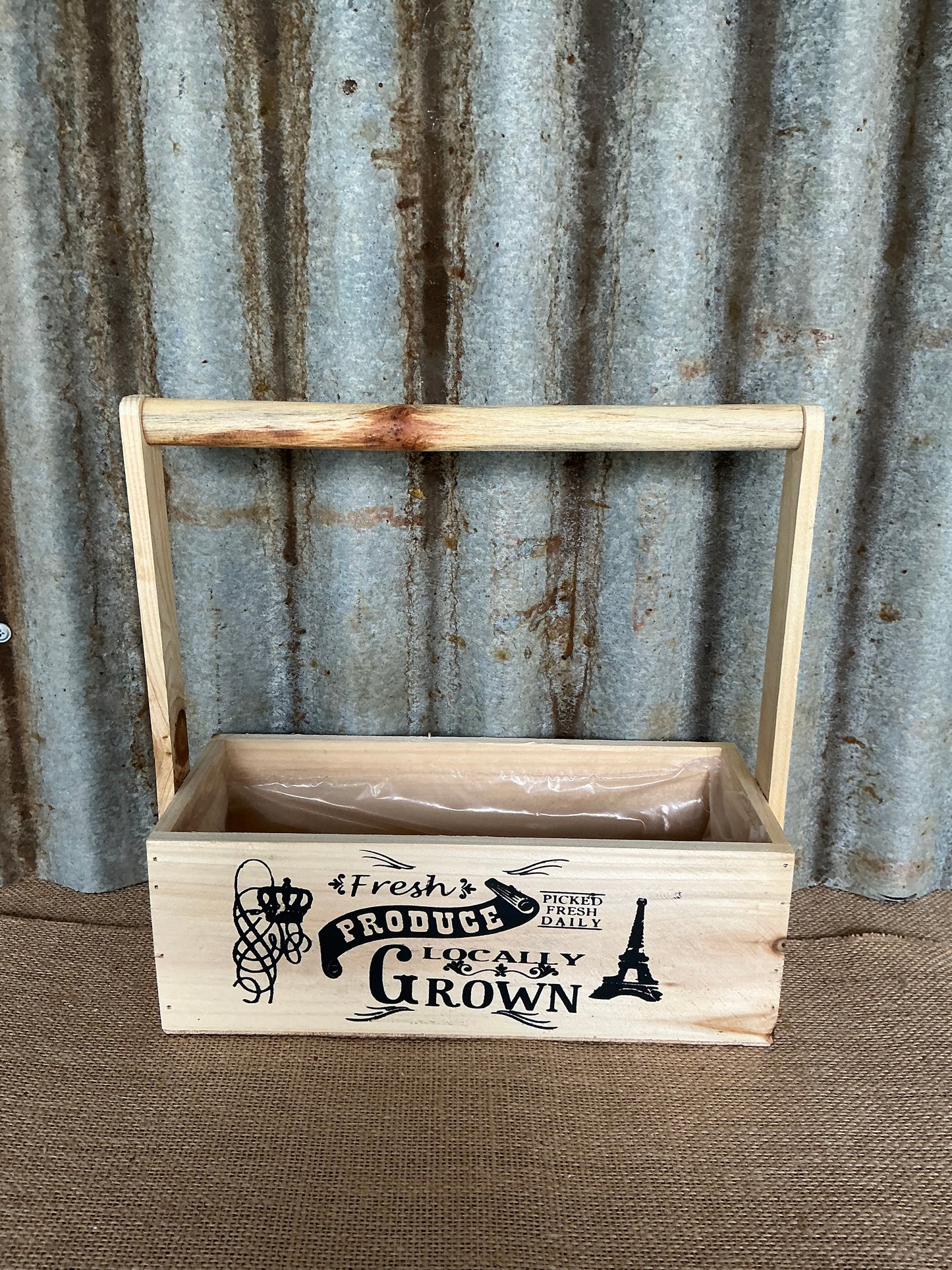 Wooden Carry Tote Fresh Produce Natural